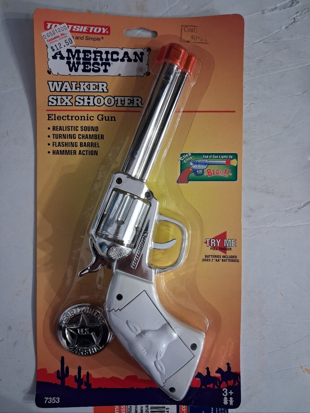 Vintage Tootsietoy American West Walker Six Shooter Electronic Gun (Model 7353)